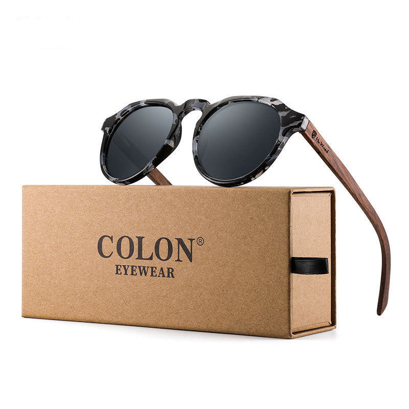 Polarized Round Bamboo sunglasses