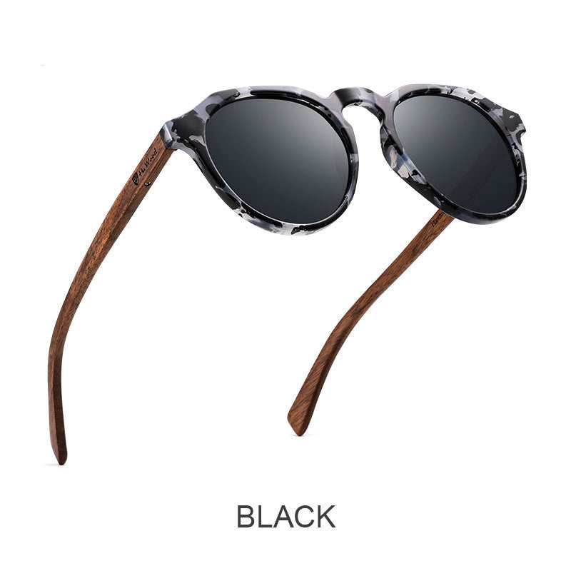 Polarized Round Bamboo sunglasses