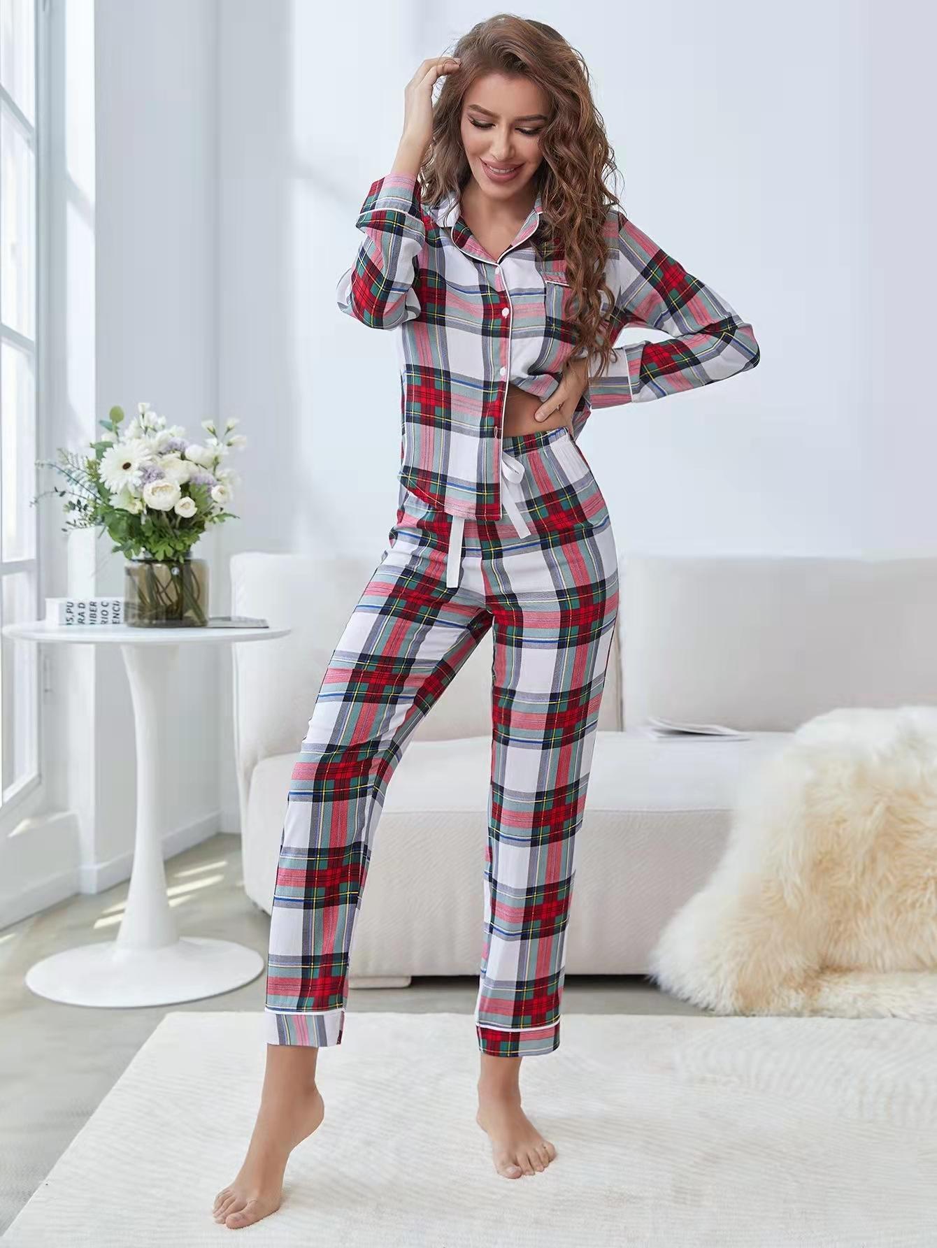 Women's Fashion Casual Cardigan Contrast Color Home Wear Suit