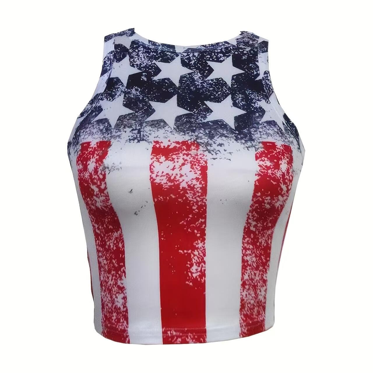 Ladies' Holiday Flag Print Fashion Versatile Vacation Style Camisole Top