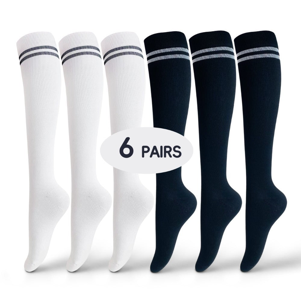 6 Pairs Of Women's Long High Compression Socks