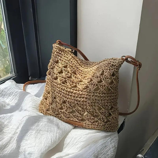 One Mini Solid Crochet Crossbody Bag With Adjustable Shoulder Strap For Women, Perfect As A Gift For Leisure, Woven Mini Bag